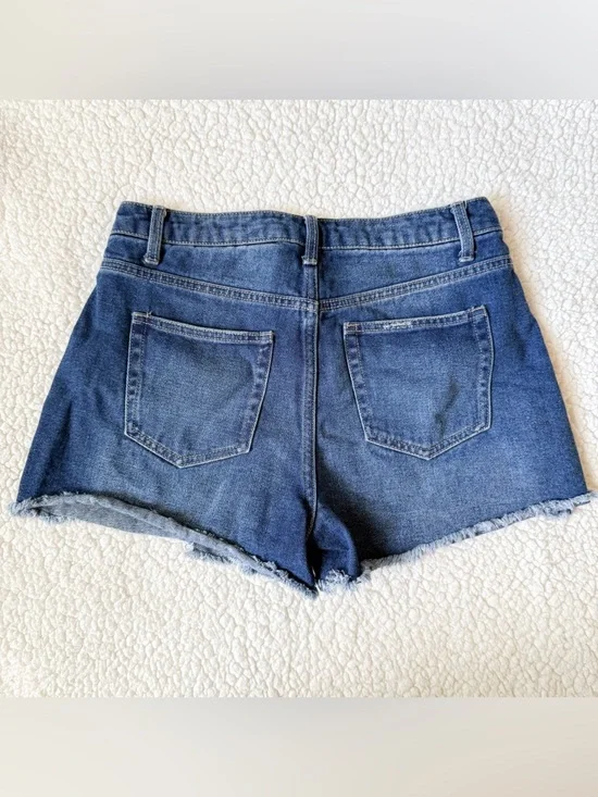 Time and Tru Dark Blue Distressed Denim Shorts - Picture 2 of 6